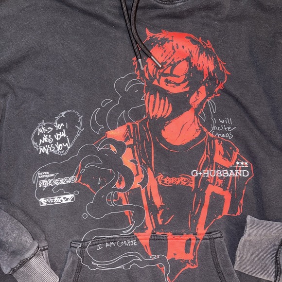 Official Corpse Husband Miss You "I Am Corpse" Graphic Hoodie Mens Large Black - Picture 2 of 4